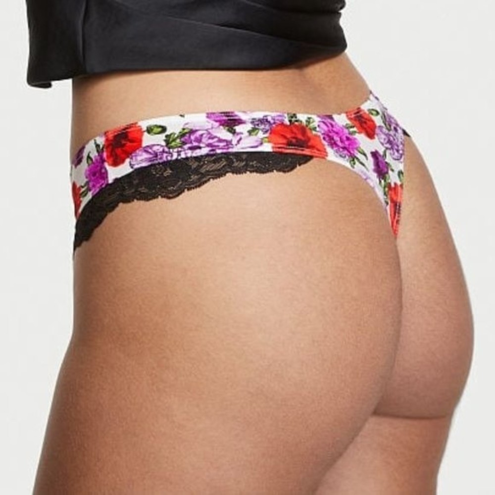 VICTORIA’S Secret VERY SEXY Floral Micro Lace Inset Thong Panty - Picture 3 of 4